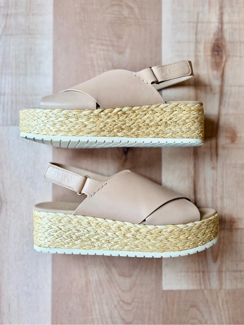 Vince Jesson Platform Espadrille Sandals in Light Beige Genuine Leather